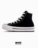 CONVERSE BOTA PLATAFORMA NIÑO NEGRO BLANCO