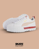 TENIS PUMA PLATAFORMA MUJER BEIGE MAYZE EN COLOR BLANCO CON BEIGE