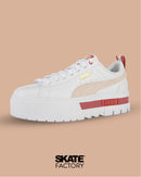 TENIS PUMA PLATAFORMA MUJER BEIGE MAYZE EN COLOR BLANCO CON BEIGE
