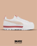TENIS PUMA PLATAFORMA MUJER BEIGE MAYZE EN COLOR BLANCO CON BEIGE