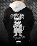 CHAMARRA DE MEZCLILLA CON GORRO NEGRA PRAYERS