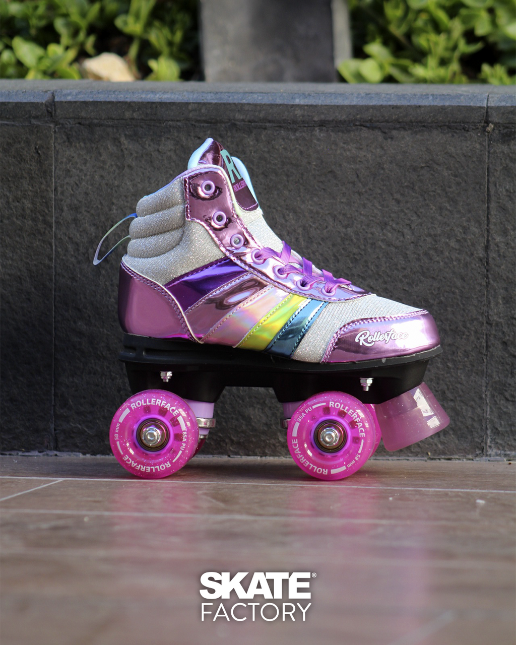 PATINES QUADS ROLLER FACE HIP SKATE ROSA BRILLOSO – Skate Factory