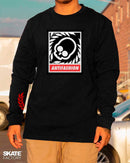 PLAYERA MANGA LARGA LOGO ANTIFASHION NGO BCO ROJO