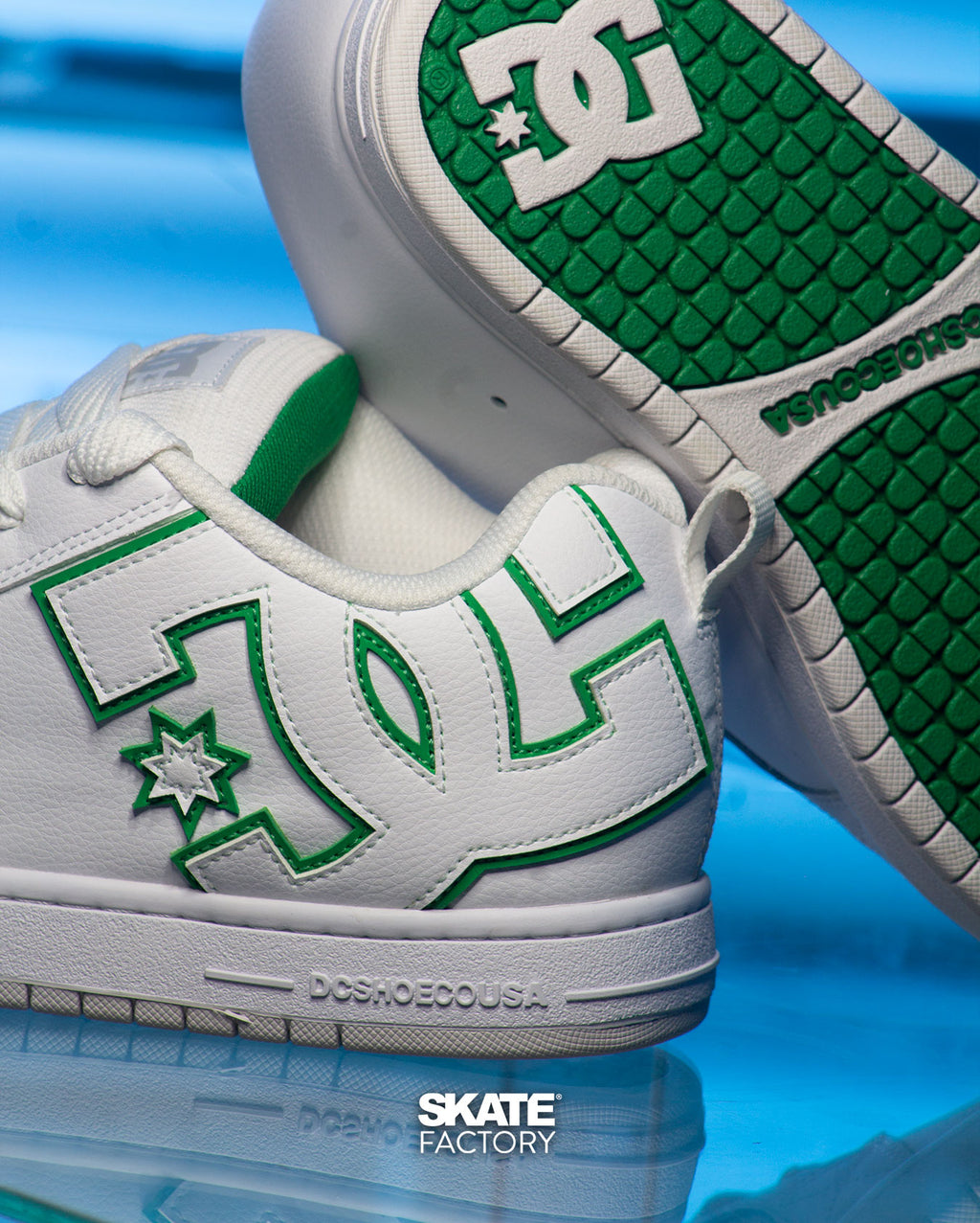 Green and white dc shoes outlet