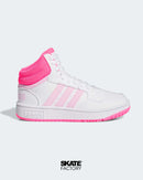 TENIS ADIDAS MUJERHOOPS 3.0 MID EN COLOR BLANCO Y ROSA