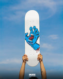 TABLA DE SKATEBOARD SCREAMIN HAND SANTA CRUZ BCO AZUL 8.25"