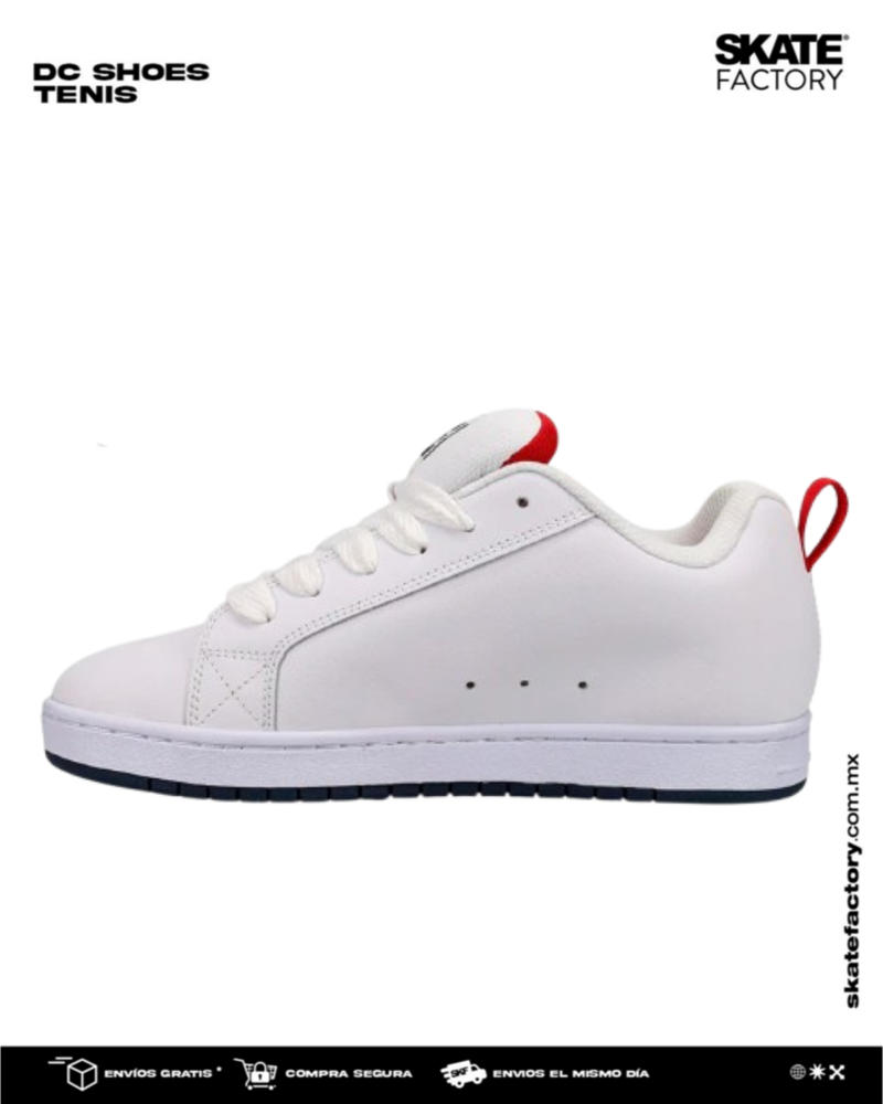 TENIS DC SHOES COURT GRAFFIK BLANCO MARINO ROJO
