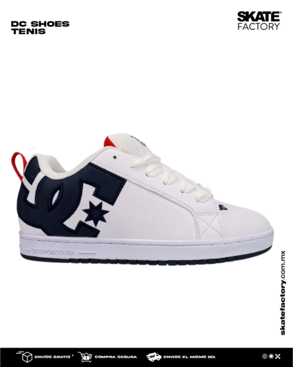 TENIS DC SHOES COURT GRAFFIK BLANCO MARINO ROJO
