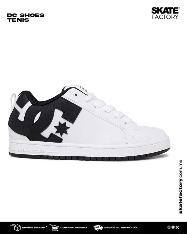 TENIS DC SHOES COURT GRAFFIK BLANCO NEGRO