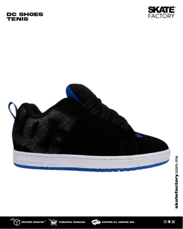 TENIS DC SHOES COURT GRAFFIK NEGRO AZUL BKN