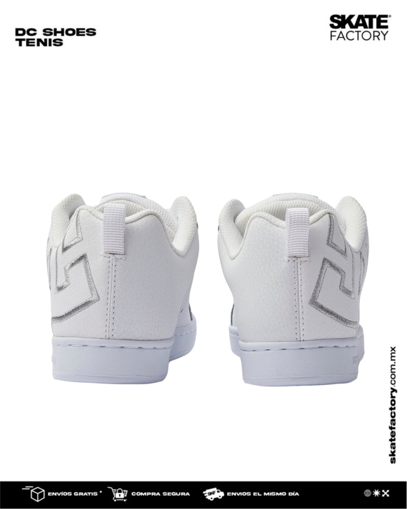 TENIS DC SHOES COURT GRAFFIK DAMA BLANCO PLATA