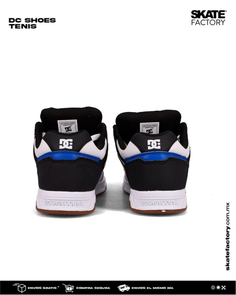 TENIS DC SHOES  CABALLERO BLANCO AZUL NEGRO