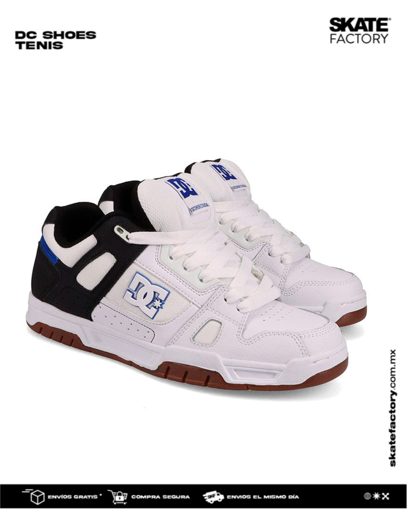 TENIS DC SHOES  CABALLERO BLANCO AZUL NEGRO