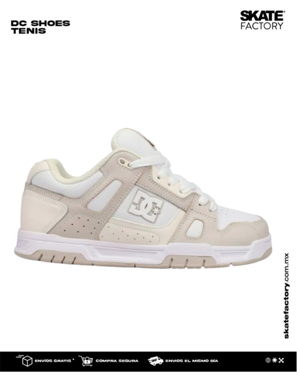 TENIS DC SHOES STAG NEL  CABALLERO BLANCO BEIGE