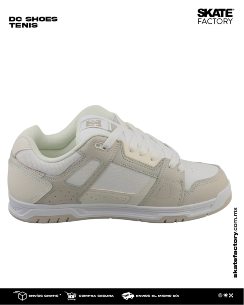 TENIS DC SHOES STAG NEL  CABALLERO BLANCO BEIGE
