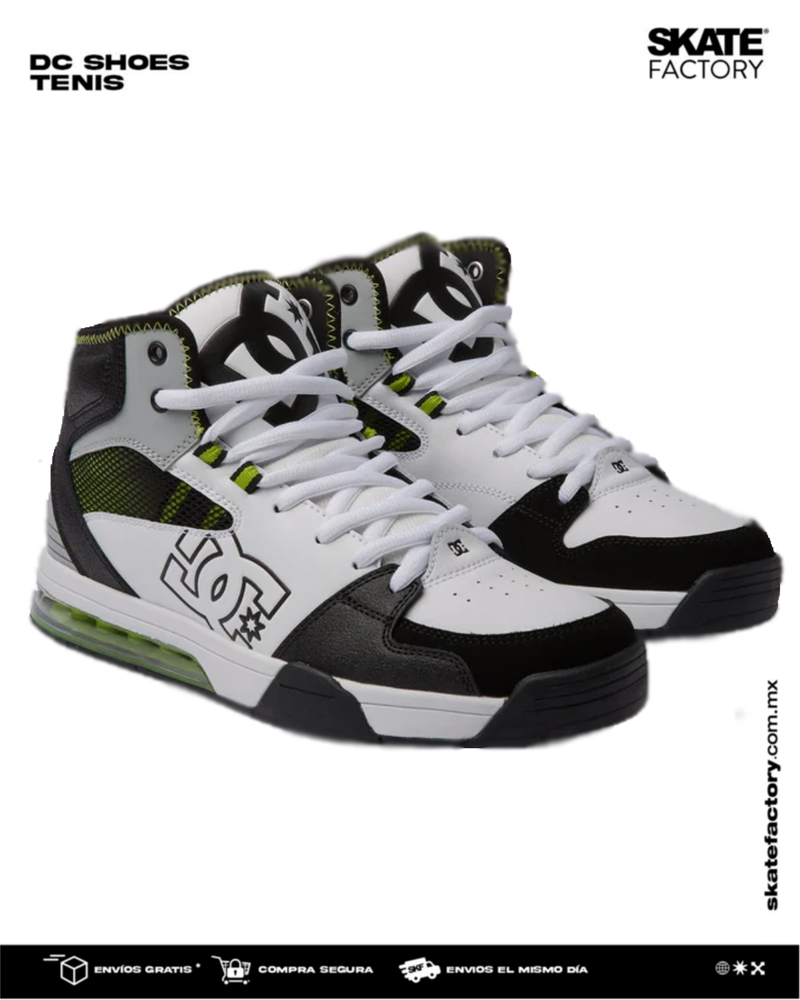 TENIS DC SHOES CABALLERO VERSATILE HI BLANCO NEGRO VERDE – Skate