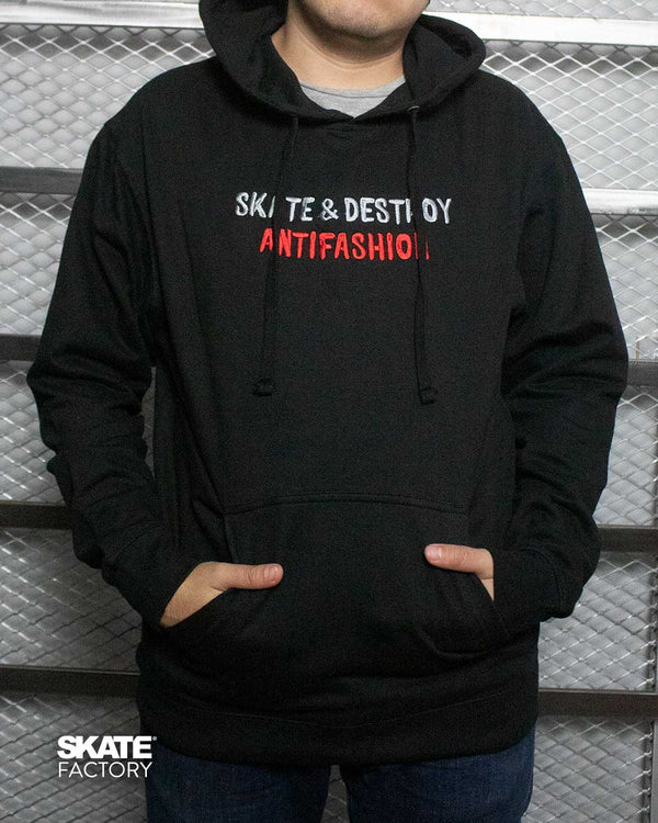 SUDADERA ANTIFASHION SKATE AND DESTROY COLOR NEGRO