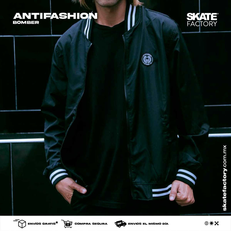 BOMBER ROMPEVIENTOS ANTIFASHION NEGRO