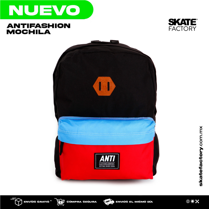 MOCHILA ANTIFASHION ANTI NGO ROJO AZUL