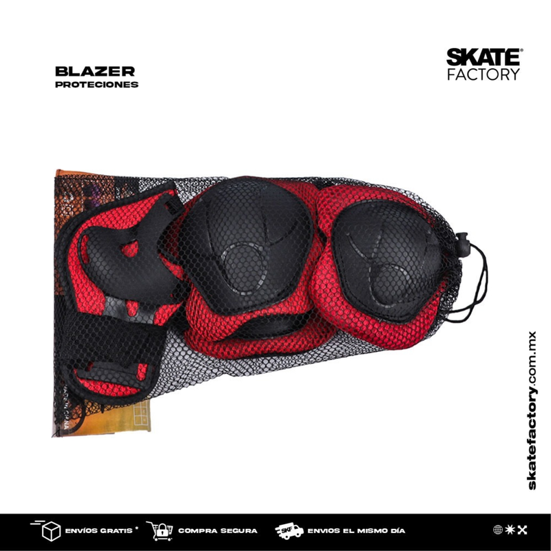 KIT DE PROTECCIONES RODILLERAS CODERAS Y MUÑEQUERAS ROJAS