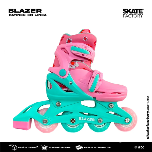 KIT DE PATINES EN LINEA PARA NIÑOS ROSA AZUL