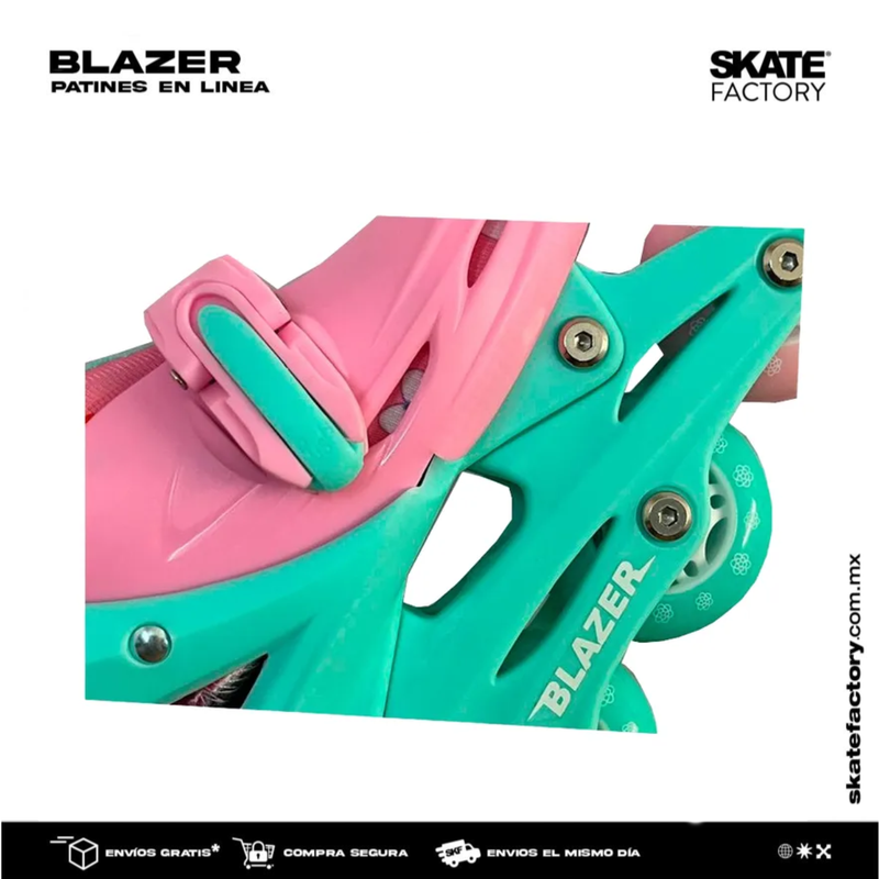 KIT DE PATINES EN LINEA PARA NIÑOS ROSA AZUL