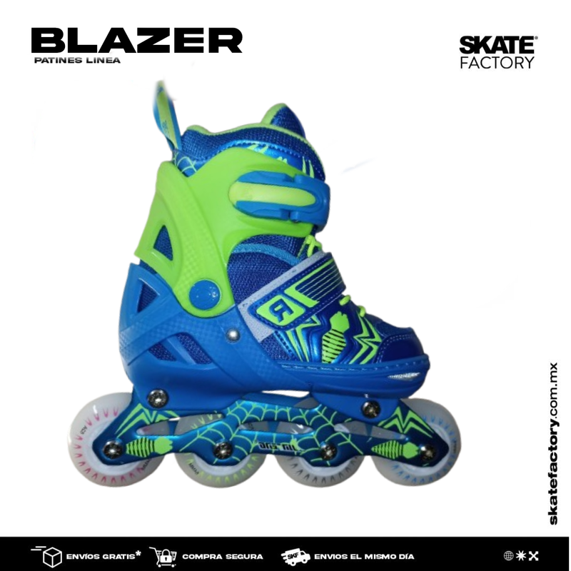 PATINES BLAZER EN LINEA  PARA NIÑO INCLUYE PROTECCIONES AZUL VDE