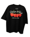 PLAYERA CASH ONLY OVERSIZE CHERRY NEGRA