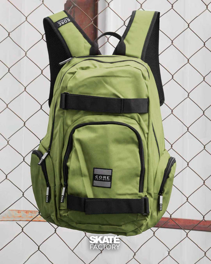 MOCHILA ESCOLAR PARA SKATEBOARD VERDE CORE