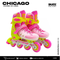 PATINES EN LINEA CHICAGO AJUSTABLES 3 EN 1 ROSA AMARILLO