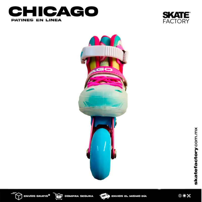 PATINES EN LINEA CHICAGO AJUSTABLES AZUL ROSA