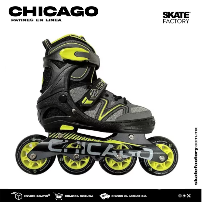 PATINES EN LINEA CHICAGO AJUSTABLES VERDE NEGRO
