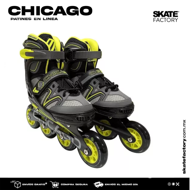 PATINES EN LINEA CHICAGO AJUSTABLES VERDE NEGRO