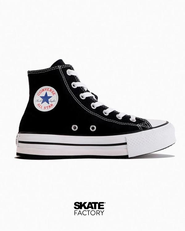 CONVERSE BOTA PLATAFORMA NIÑO NEGRO BLANCO