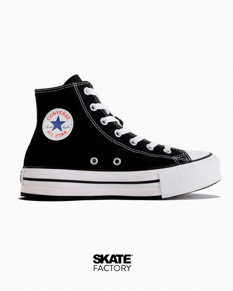 CONVERSE BOTA PLATAFORMA NIÑO NEGRO BLANCO