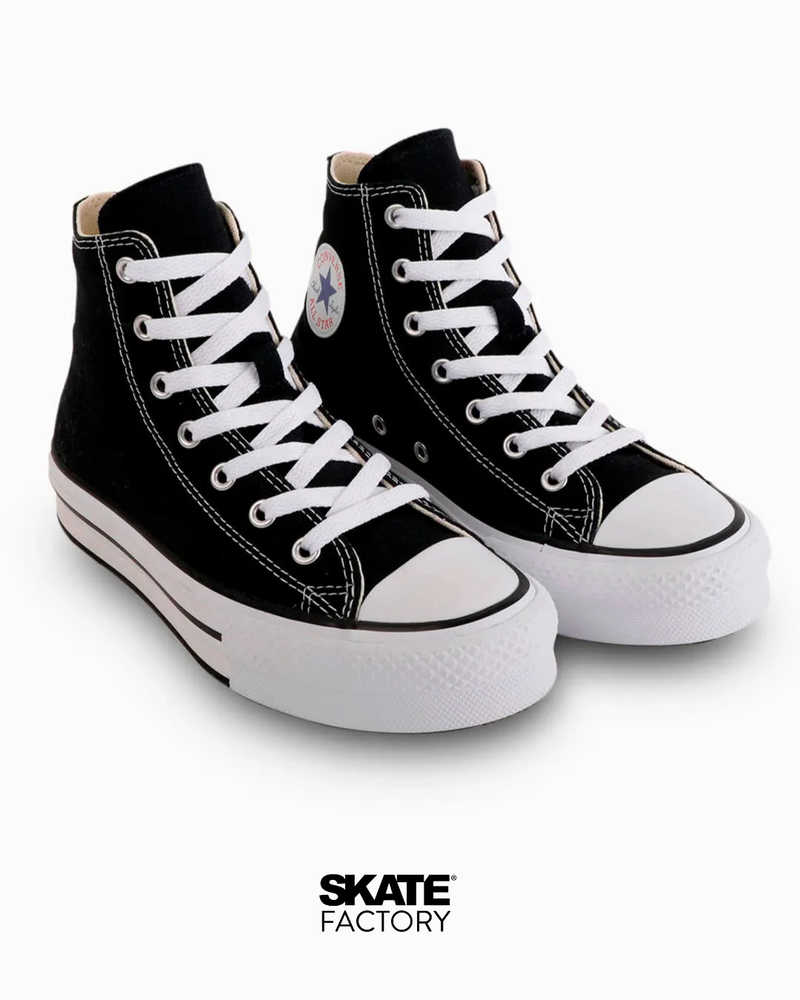 CONVERSE BOTA PLATAFORMA NIÑO NEGRO BLANCO