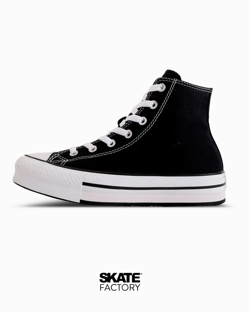 CONVERSE BOTA PLATAFORMA NIÑO NEGRO BLANCO