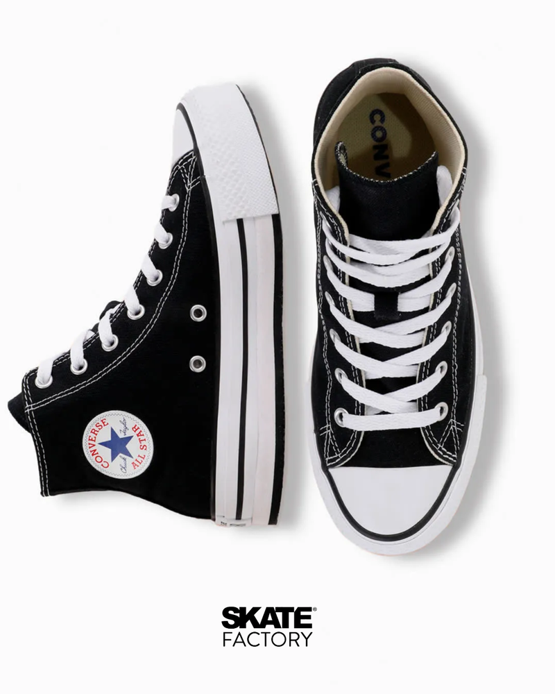 CONVERSE BOTA PLATAFORMA NIÑO NEGRO BLANCO
