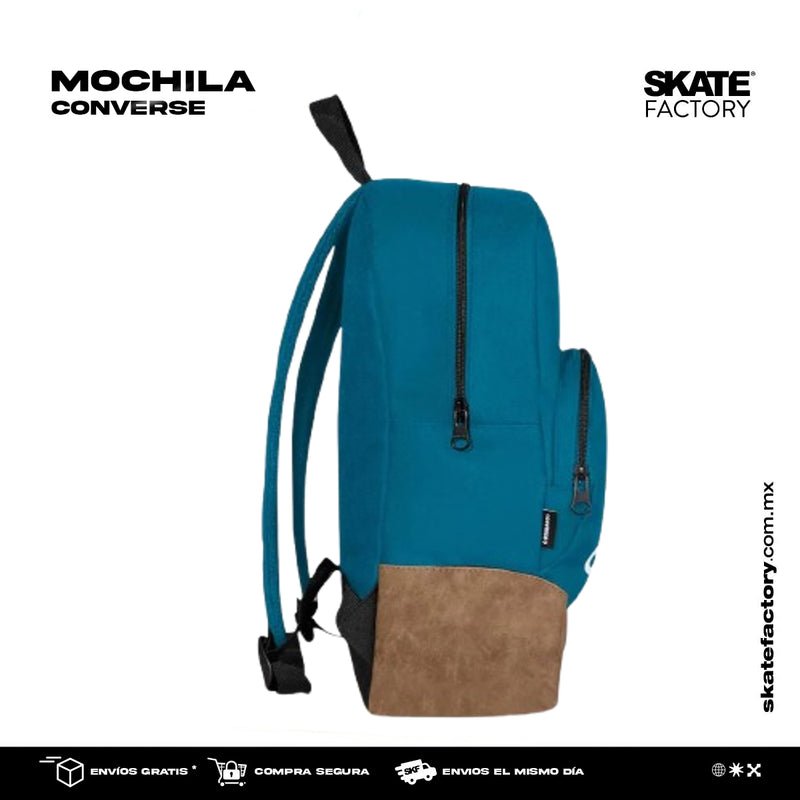 MOCHILA ESCOLAR PARA UNISEX MARCA CONVERSE COLOR VERDE PETROLEO