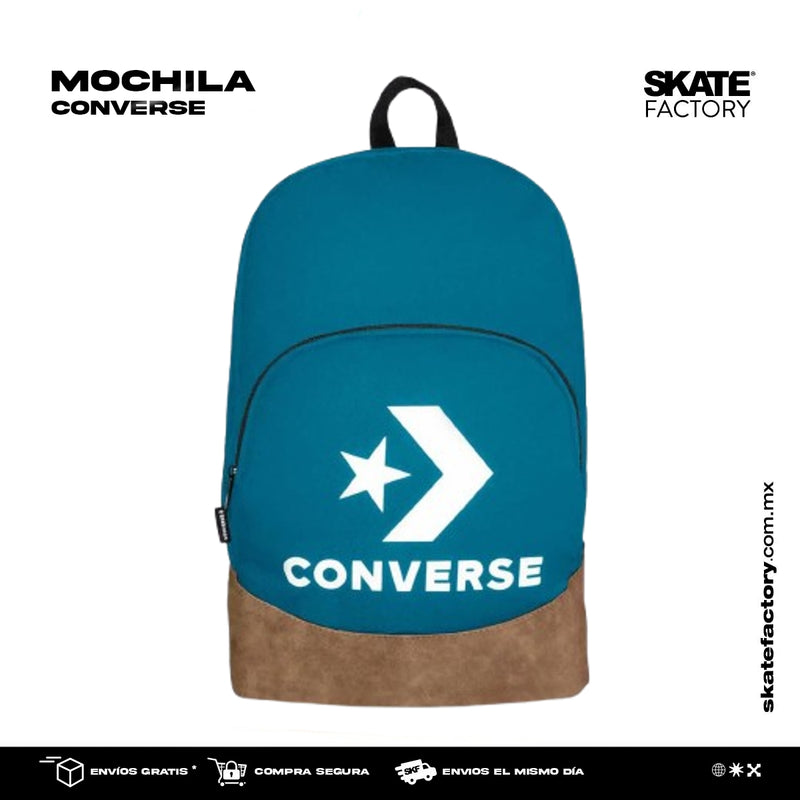 MOCHILA ESCOLAR PARA UNISEX MARCA CONVERSE COLOR VERDE PETROLEO