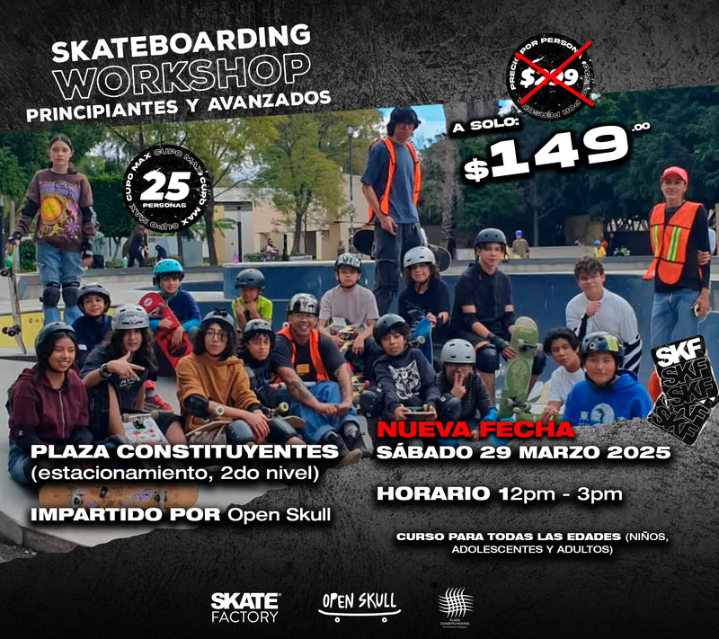 CURSO DE SKATE PRICIPIANTES E INTERMEDIO 2025 (29 marzo)