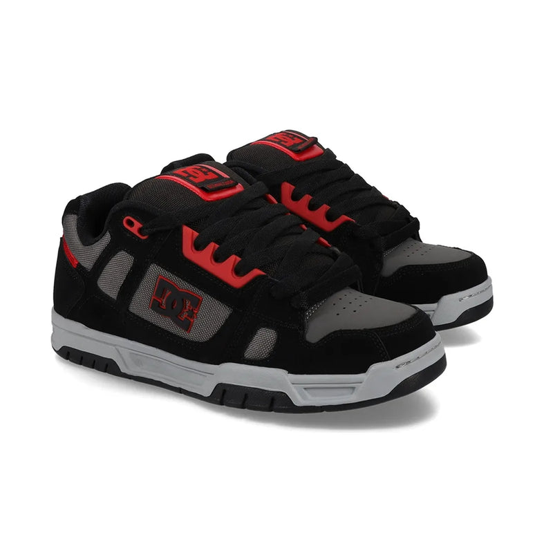 DC SHOES STAG TENIS NIÑO NEGRO GRIS ROJO