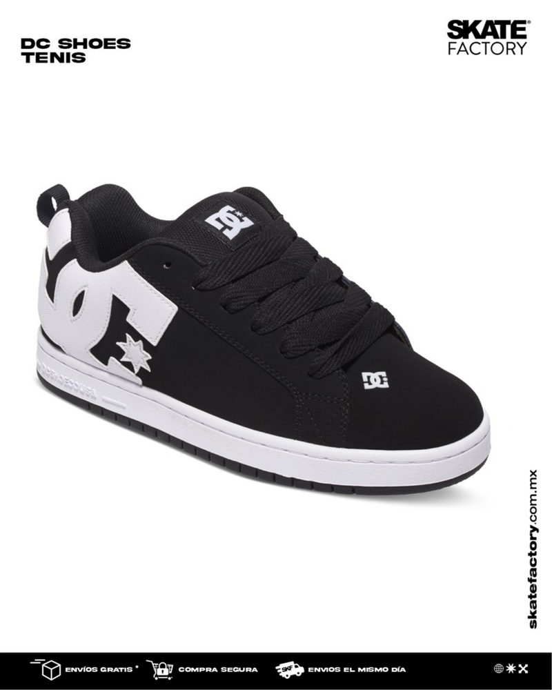 TENIS DC SHOES COURT GRAFFIK NEGRO BLANCO