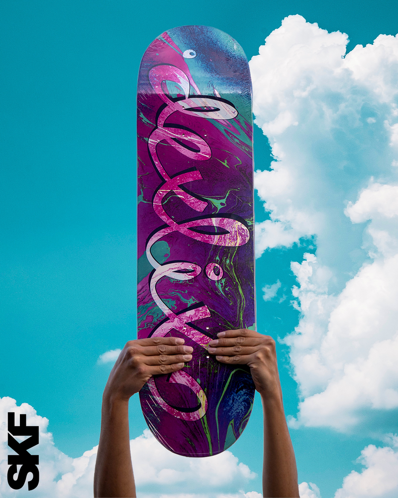 TABLA PARA PATINETA SKATEBOARD DEXLIX CALIGRAFÍA PURPLE