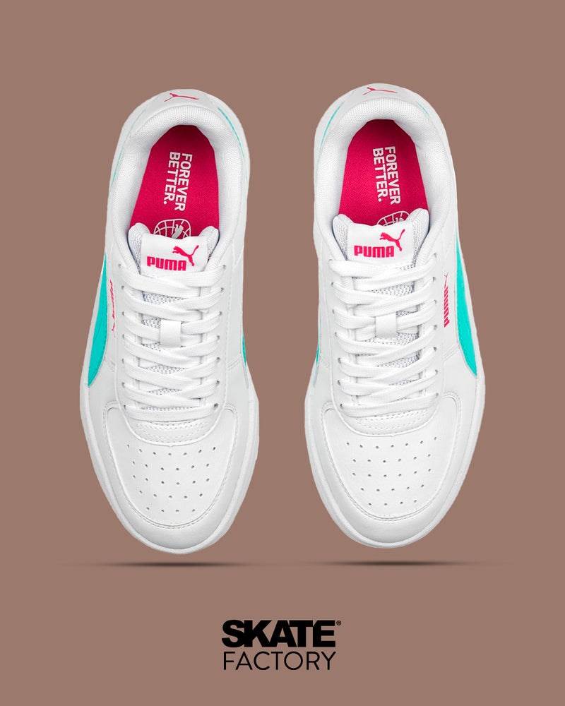 TENIS PUMA MUJER CAVEN EN COLOR BLANCO CON CYAN