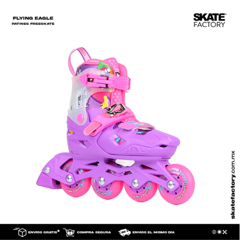 PATINES EN LINEA PARA NIÑO FLYING EAGLE ROSA MORADO