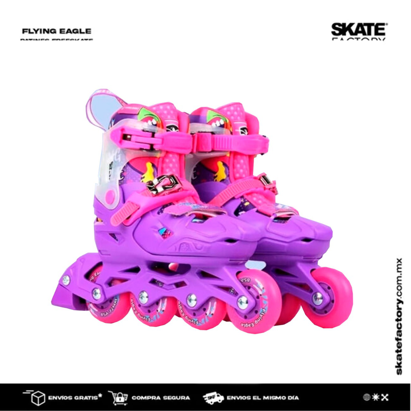 PATINES EN LINEA PARA NIÑO FLYING EAGLE ROSA MORADO