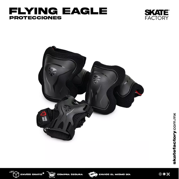 PROTECCIONES PARA NIÑO FLYING EAGLE NEGRO