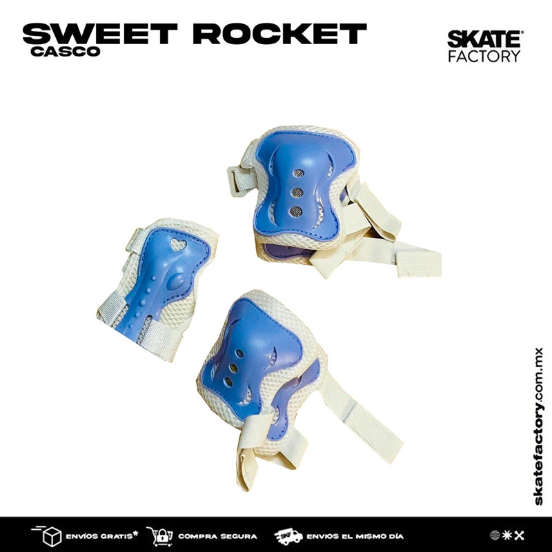 CASCO CON PROTECCIONES SWEET ROCKET AZUL