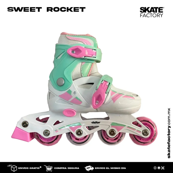 PATINES EN LINEA PARA NIÑA SWEET ROCKET BLANCO MENTA